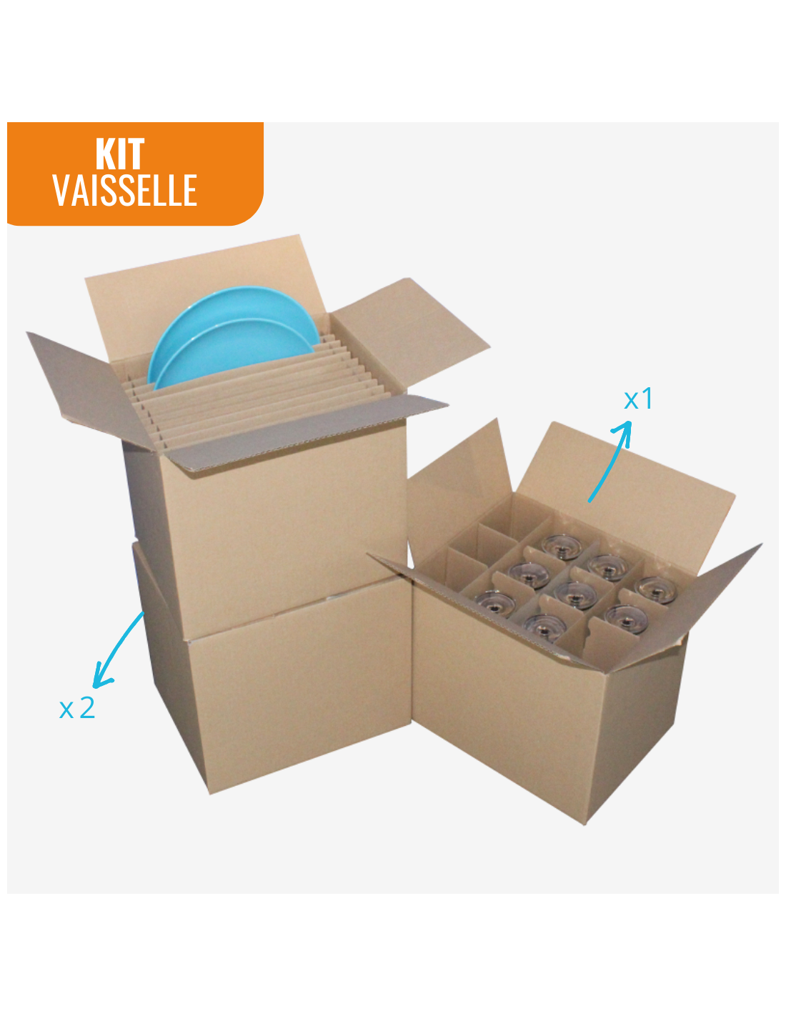 Kit cartons déménagement vaisselle avec 1 rouleau d'adhésif gratuit :  : Fournitures de bureau