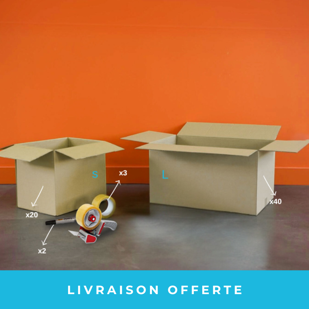 Pack déménagement 85 m2 - 60 cartons + livraison offerte